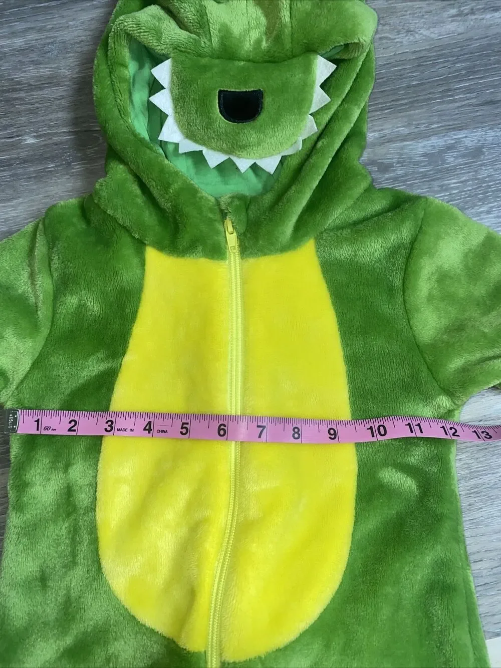 Baby/Toddler Green Dinosaur Costume Hooded Plush Jumpsuit 6-12 Months 73/48